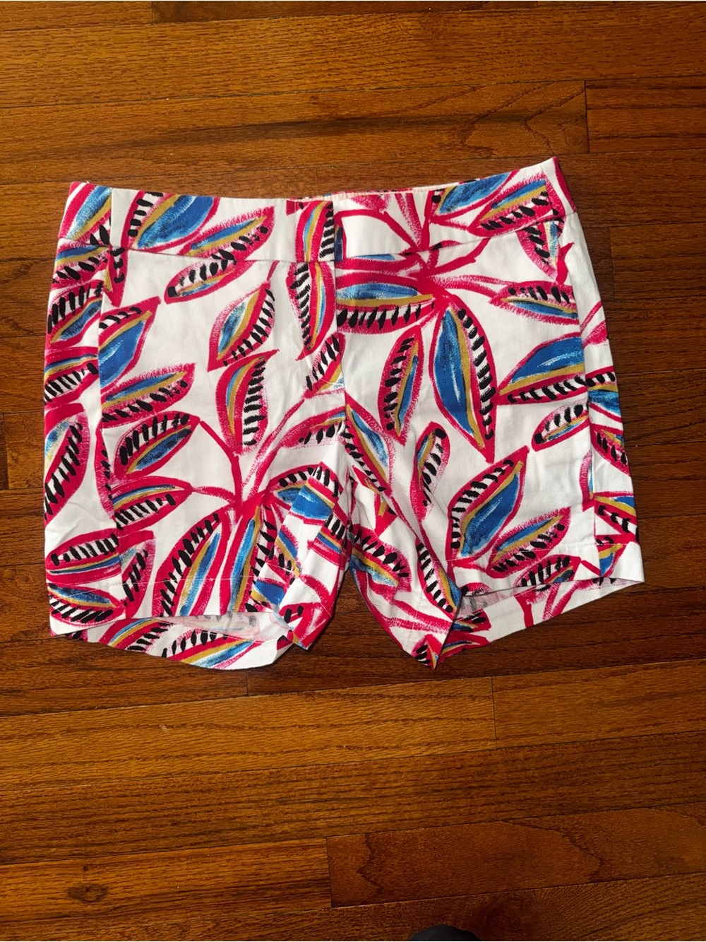 J. Crew Pink Shorts with Multicolor Leaf Print